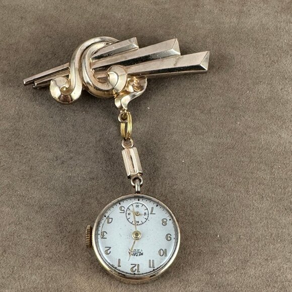 Vintage 1950's Medana Watch Broach with a 7 Jewel Mechanical Movement - Picture 1 of 5
